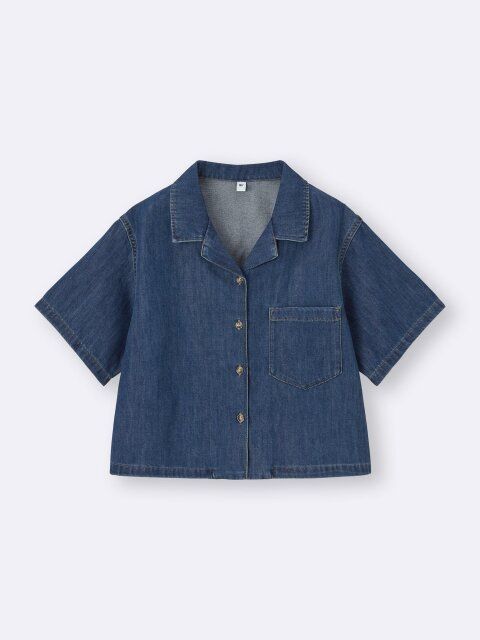 GUのライトデニムオープンカラーシャツ