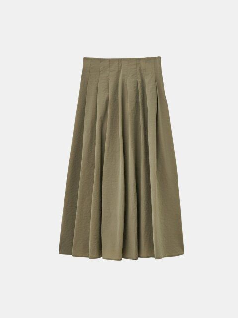 PLSTのハイストレッチナイロンタックフレアスカート