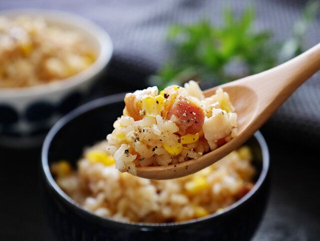 しょう油バターのとうもろこしとベーコンの炊き込みごはん 完成