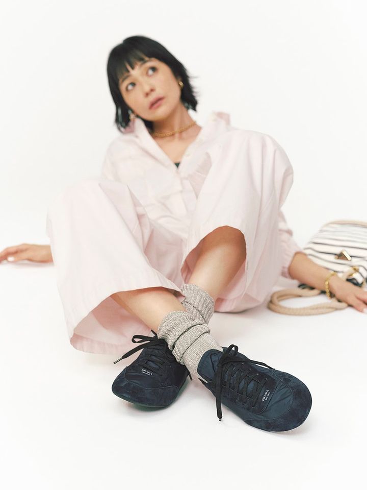 プラダ*コラプスReNylonスエードバレエシューズ風スニーカー PRADA】プラダ コラプス Re-Nylon xスエード スニーカー (PRADA