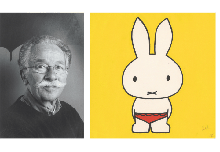 『誕生70周年記念 ミッフィー展』 Photo:F.André de la Porte ／『うさこちゃんとうみ』1963年原画