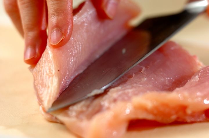 大葉クリチロールチキンの下準備1