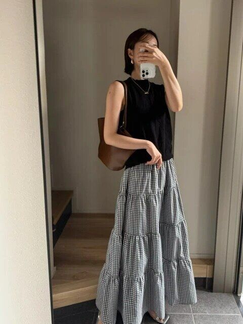 2025gu夏ティアードマキシスカートお手本コーデ