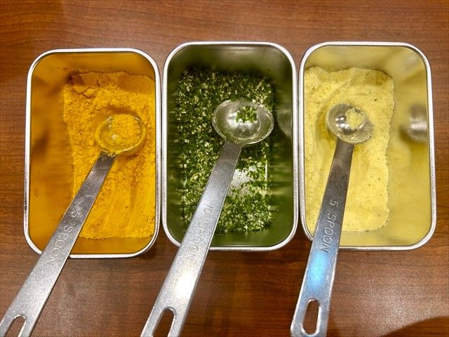 うまさ爆発 無限コンソメ味、おぼれる のり塩まみれ味、甘い誘惑 シュガーバター味パウダー