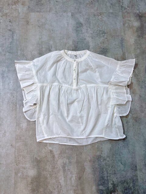 coca 親子お揃いガーゼ袖フリルブラウス WHITE