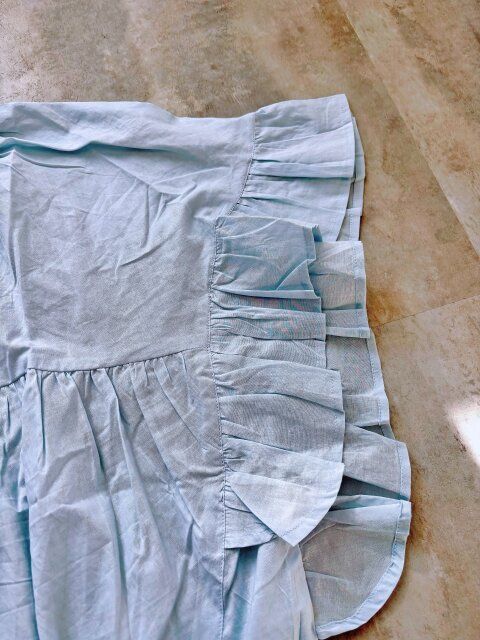 coca ガーゼ袖フリルブラウス LT.BLUE 袖部分