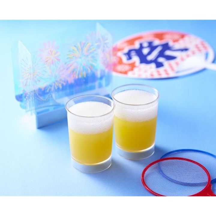 「ビールみたいなオレンジわらび餅ゼリー」