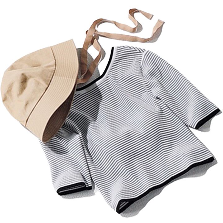 ナイスナイスモーメントの背中があいたボーダー柄カップ付きTシャツ