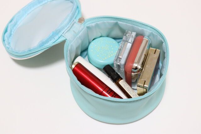 ダイソーのコスメが入る丸ポーチ（猫）