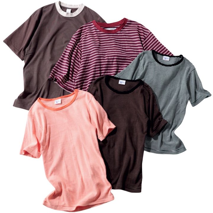読者私物の細ボーダーのTシャツ5枚