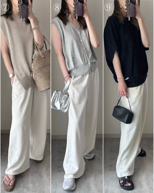 ユニクロのスウェットワイドパンツコーデ3