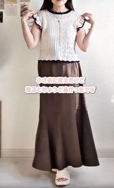 カタフリルスカシニットPOとスカートのコーデ