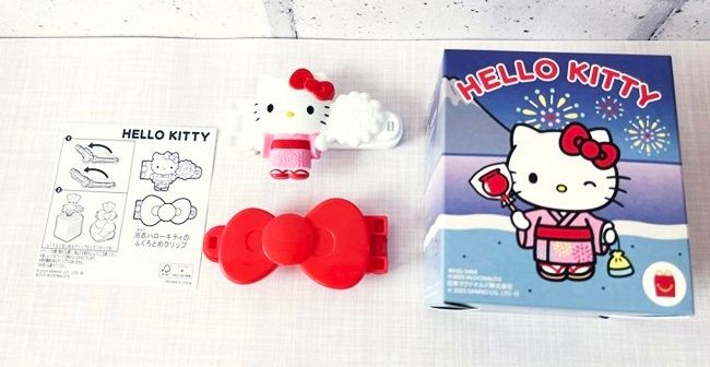2025年7月ハッピーセット｜ハローキティ 浴衣ハローキティのふくろとめクリップ