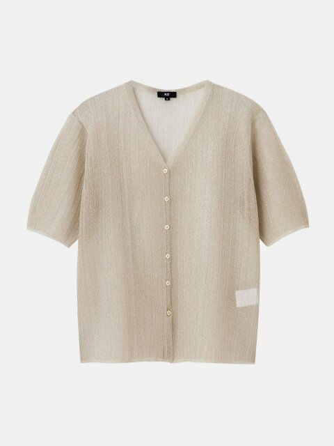 2025plst夏グリッターシアー半袖カーディガン