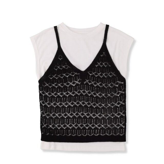 しまむらのニットビスチェとTシャツセット