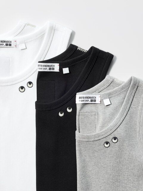 ユニクロ T4TANK／リブタンクトップ OFF WHITE BLACK GRAY