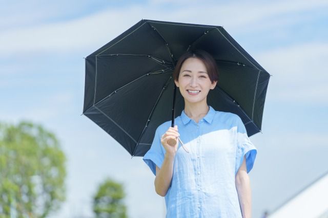 日傘をさす女性（紫外線対策・日焼け止め・UVケア・熱中症対策・美容・ビューティー）