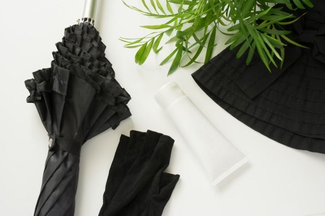 黒い日傘 日焼け止め アームカバー 帽子 UV対策 紫外線