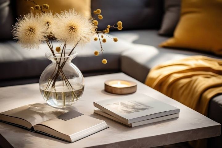 リビング、本、ディフューザー