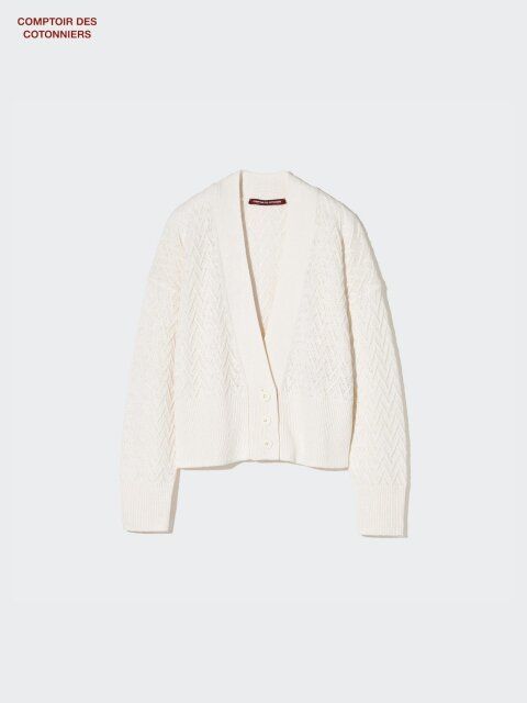 ユニクロのリネンポインテールVネックカーディガン