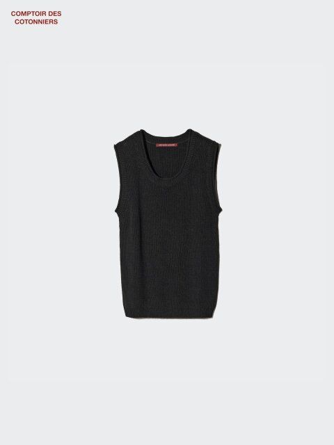 ユニクロのリネンセーターノースリーブ