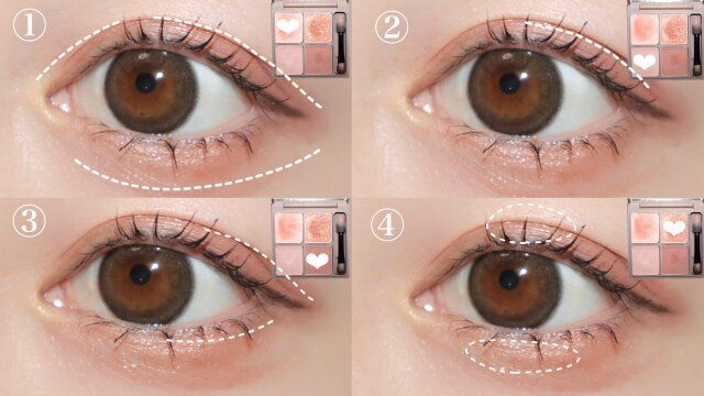 Ririmewインザミラーアイパレット 04イノセントピーチ 塗り方