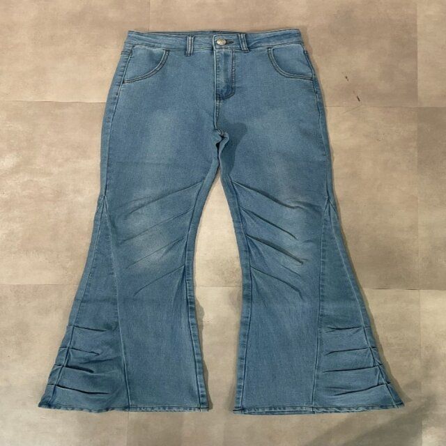 しまむらの裾ギャザーストレッチデニム