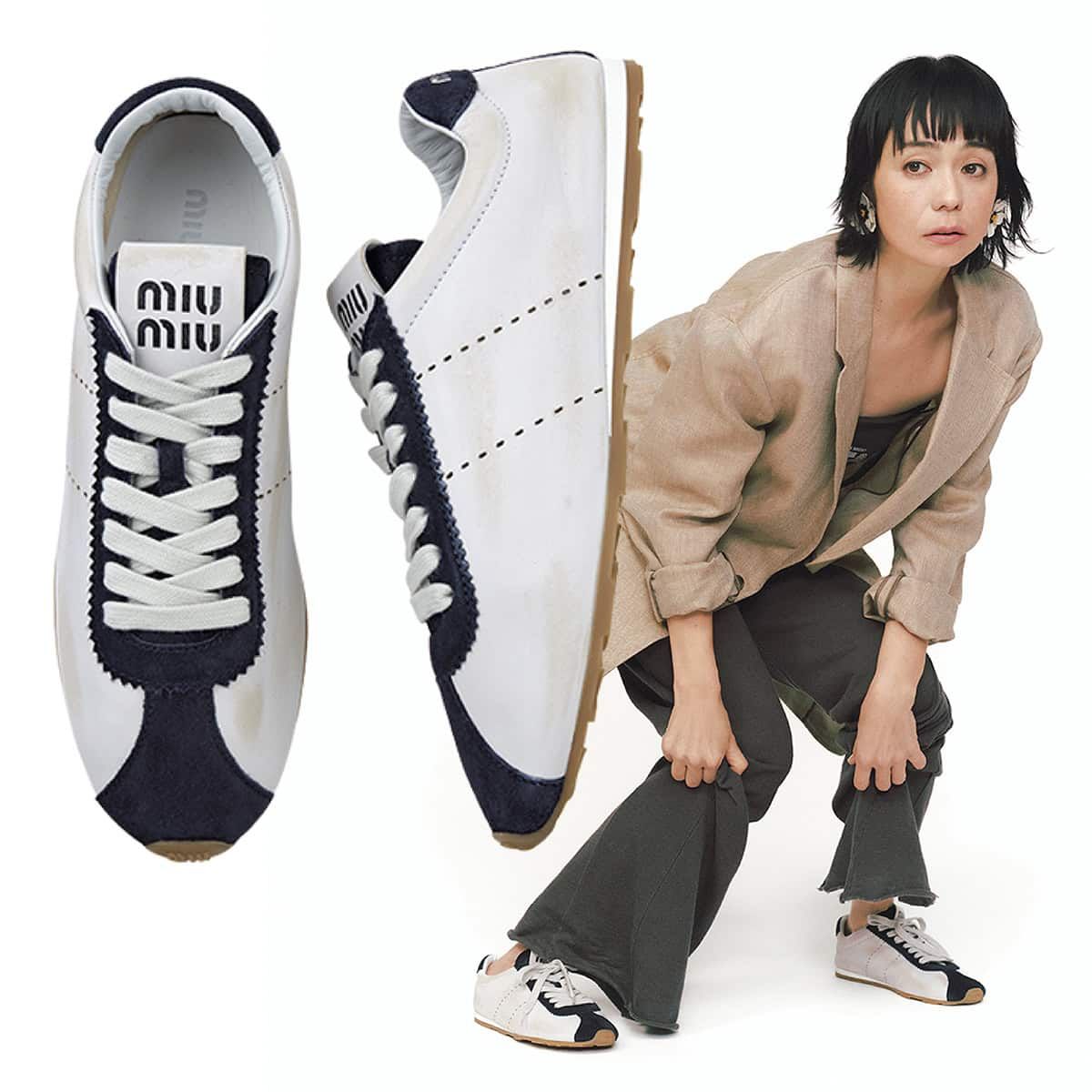 【大人カジュアル】Miu Miu スニーカー アスレジャールック 洗練 ヴィンテージっぽいスニーカーやスポーティな逸品も【ミュウ