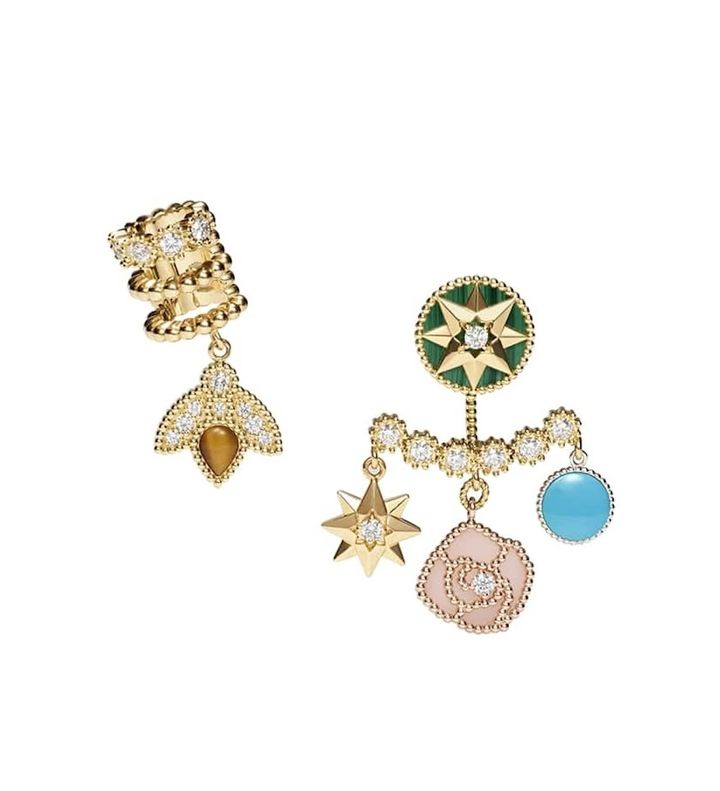 「ローズ デ ヴァン チャーム」イヤリング（YG×PG×WG×ダイヤモンド×ピンクオパール×タイガーアイ×マラカイト×ターコイズ）￥3,000,000