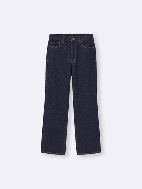 GU ハイライズストレートジーンズ（丈標準71.0～75.0cm） NAVY