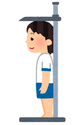 身長測定のイラスト（学校の健康診断・女の子）