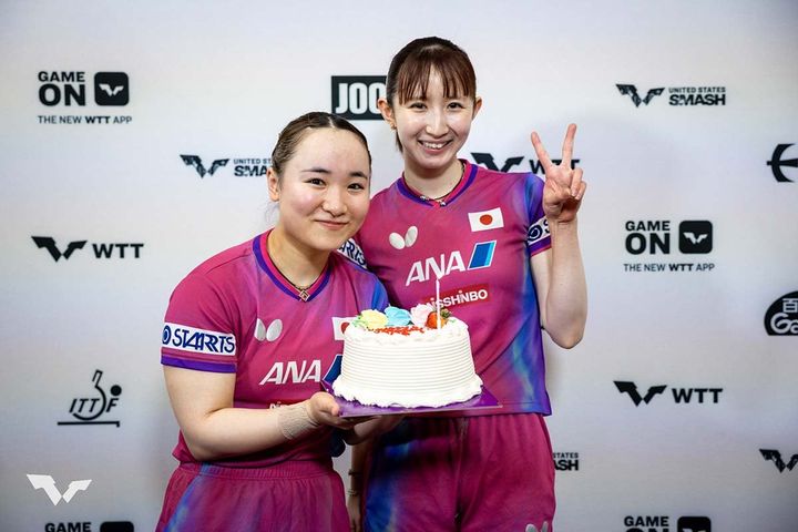伊藤美誠、早田ひな（C）WTT