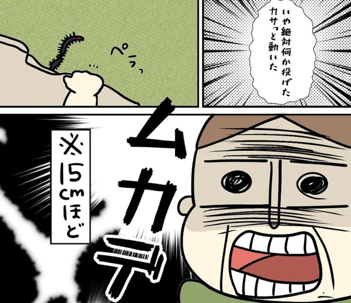 漫画「寝ているときにムカデ」のカット（アキさん提供）