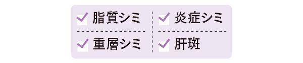 脂質シミ、炎症シミ、肝斑、重層シミ