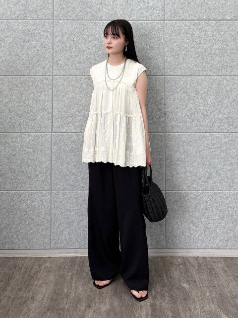 黒ワイドパンツコーデ5