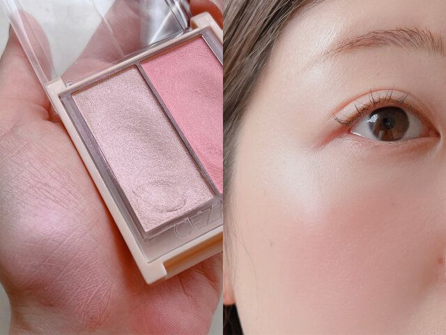 セザンヌ フェイスグロウカラー 03 ロマンスグロウ 手の平に付ける