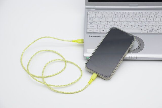 Type-C対応充電・転送ケーブル（クリアイエロー） 転送