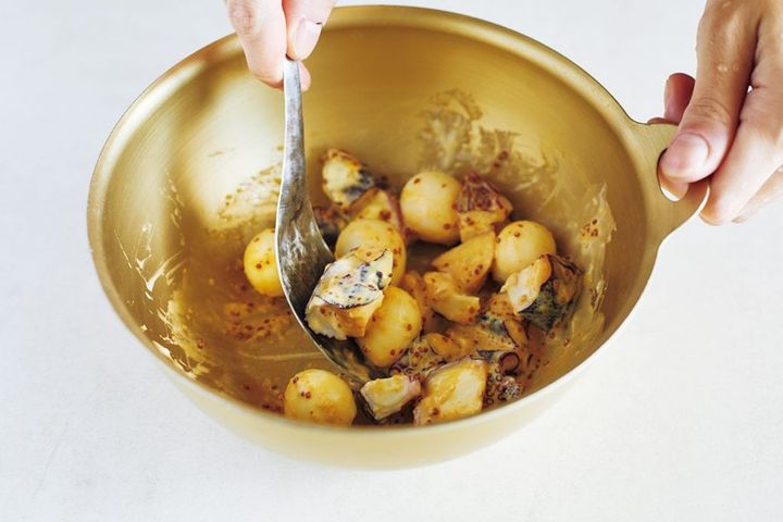 うずらとたこのマスタ ー ドマヨ和え（レシピ・長谷川あかりさん）