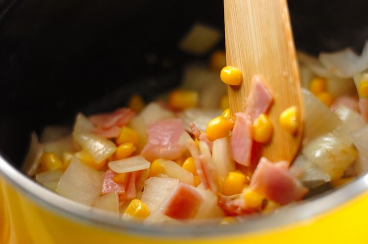 冷製コーンミルクスープの作り方1