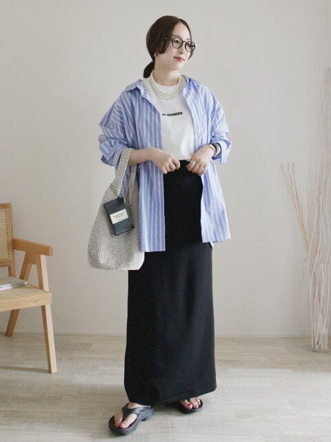 ストライプシャツコーデ2