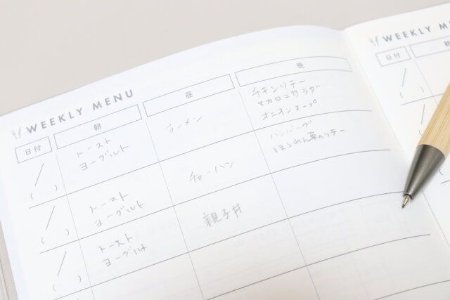 セリア A5献立記録ノート 40P 記録例 献立