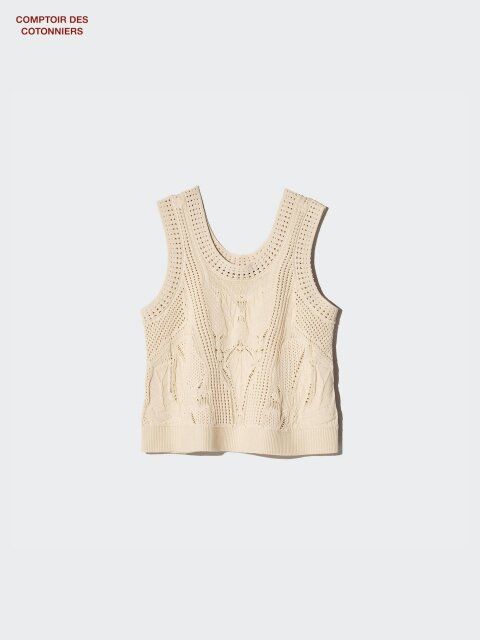 ユニクロのクロシェセーターノースリーブ