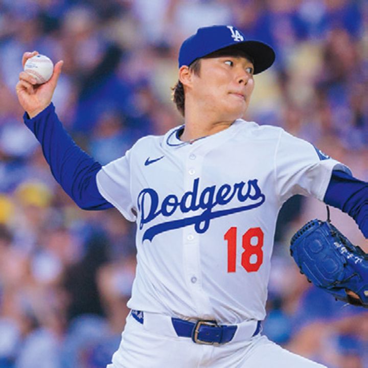 山本由伸（ロサンゼルス・ドジャース） メジャー2年目の今季、開幕から安定感あるピッチングを見せている。先発投手5人のうちの一人に名を連ねるか!?