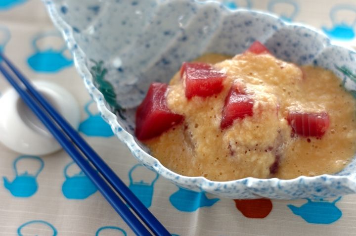 マグロの山かけ からしポン酢