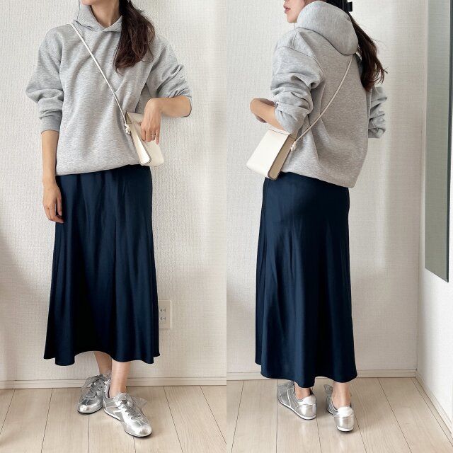 サテンスカートできれいめに