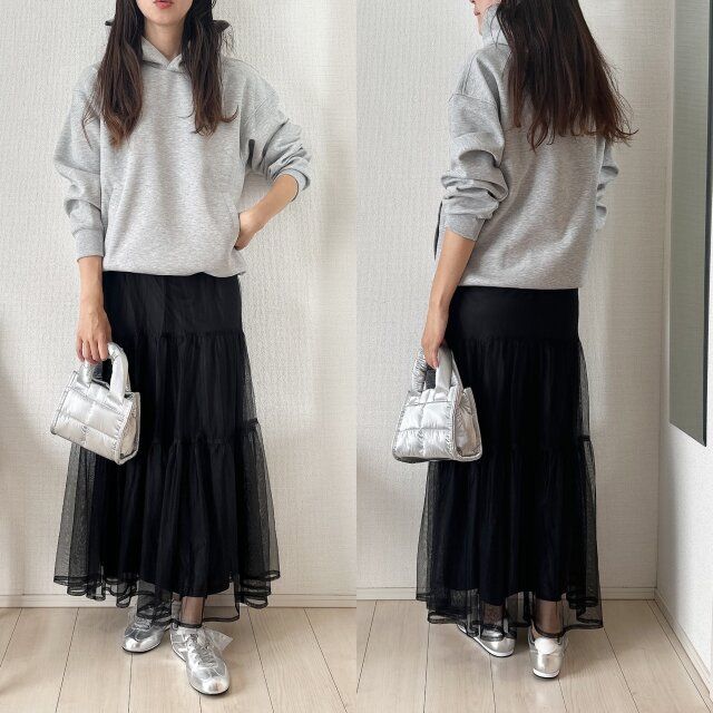 チュールスカートも今っぽい