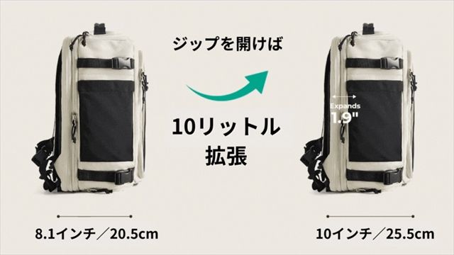 背負えるスーツケース 拡張