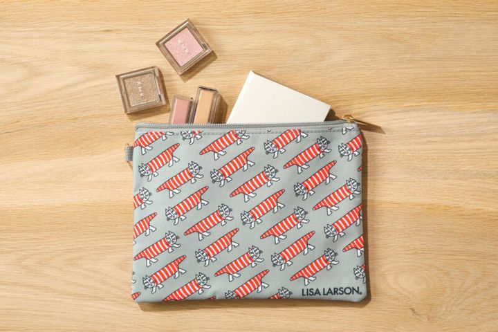 GLOW9月号付録リサ・ラーソン「ねこのマイキー」3連ポーチ 大サイズはマイキーの総柄