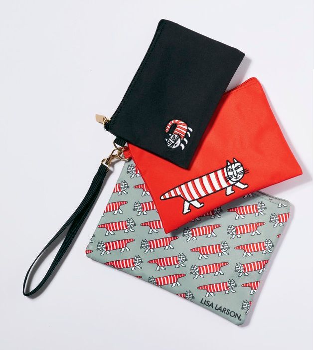 GLOW9月号付録リサ・ラーソン「ねこのマイキー」3連ポーチ