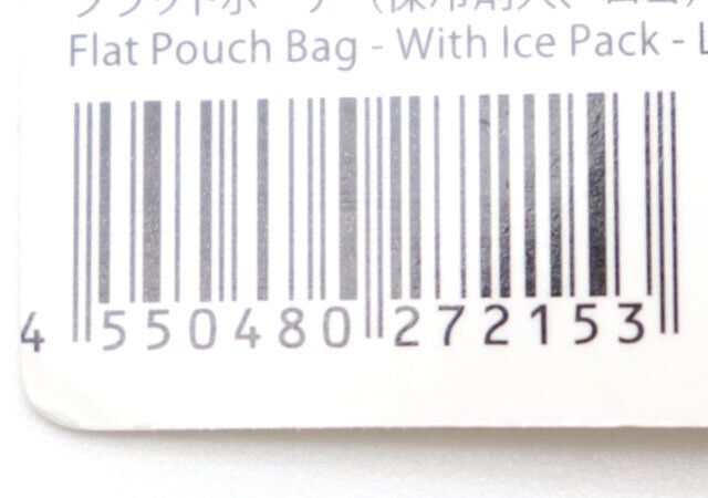 ダイソー フラットポーチ（保冷剤入、ロゴ） 商品タグ JANコード